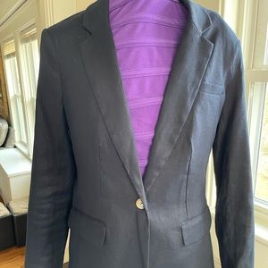 Tahari blue linen blend blazer, size 4. NWT